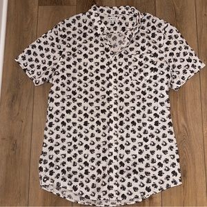 Like New The Rail White & Gray SS Collared Button Shirt, Size XX-Large